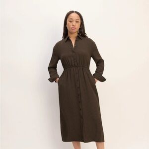 Everlane Black Striped Long Sleeve Dress